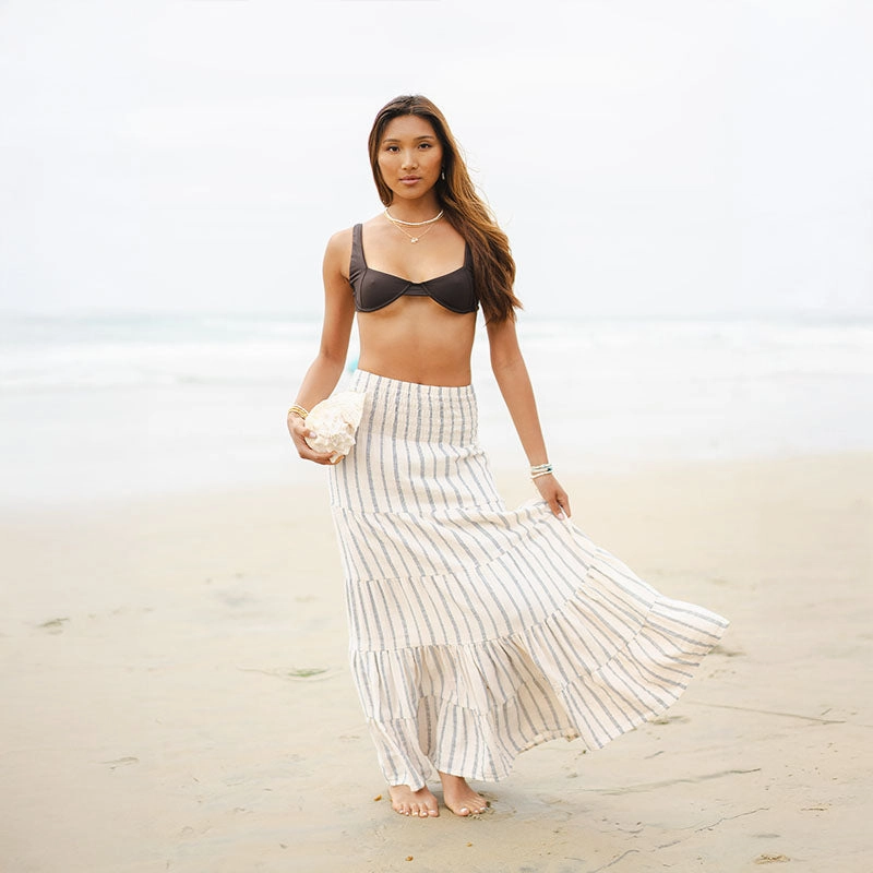 Sailor Stripe Sundrift Maxi Skirt smooth zipper Blogger Favorite
