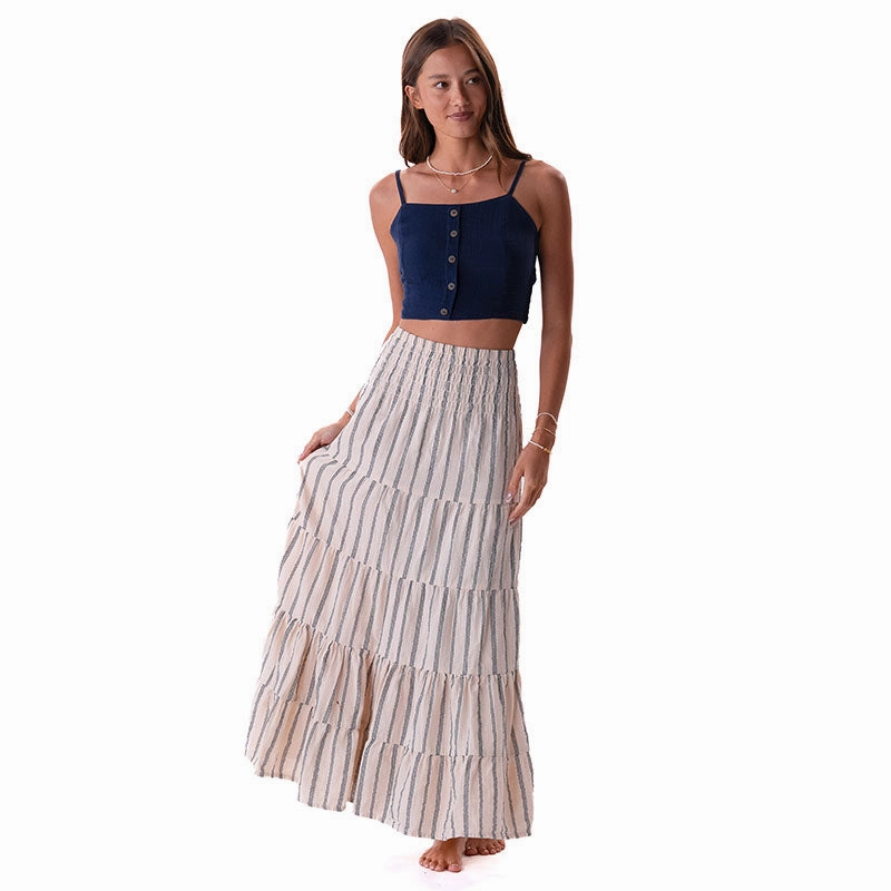 Patchwork Design Cozy Edge Sailor Stripe Sundrift Maxi Skirt