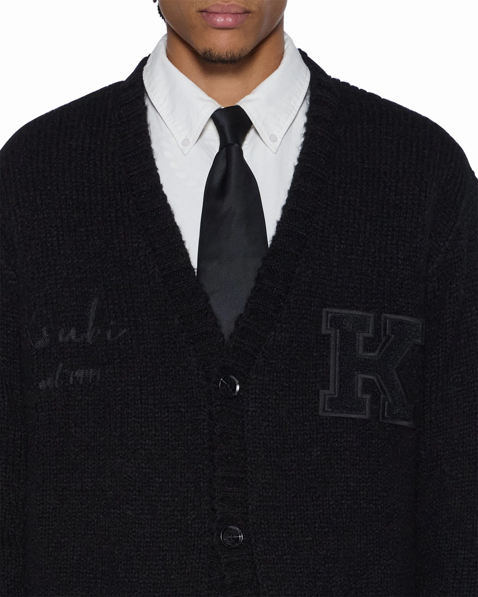 Microfiber Blended Fabric GarmentWashedFinish SALUD CARDIGAN JET BLACK