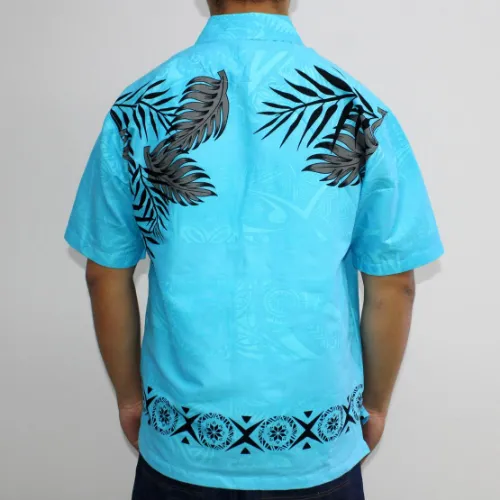 Samoan Tattoo Print Shirt - Blue