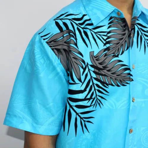 Samoan Tattoo Print Shirt - Blue