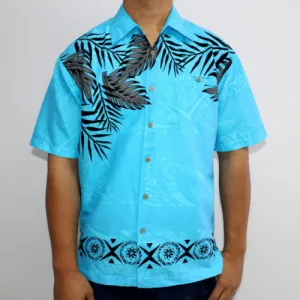 Samoan Tattoo Print Shirt - Blue