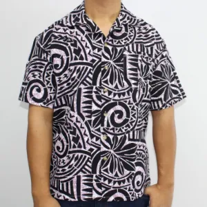 Samoan Tattoo Print Shirt - Purple/Black