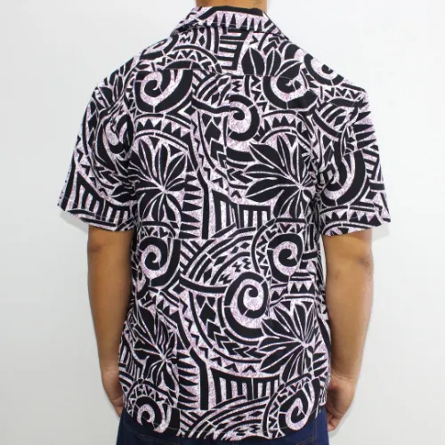 Samoan Tattoo Print Shirt - Purple/Black