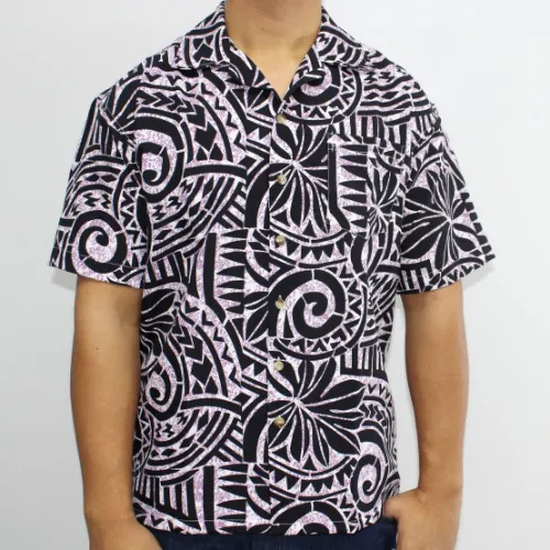 Samoan Tattoo Print Shirt - Purple/Black
