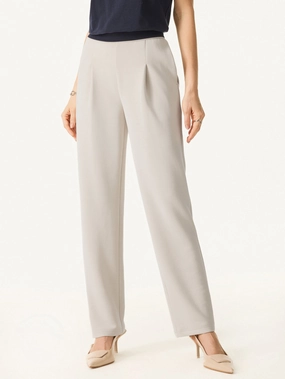 Active Look Fashion-Forward Sandwashed Spacer Mid Rise Straight Leg Pull-on Trousers with Pockets