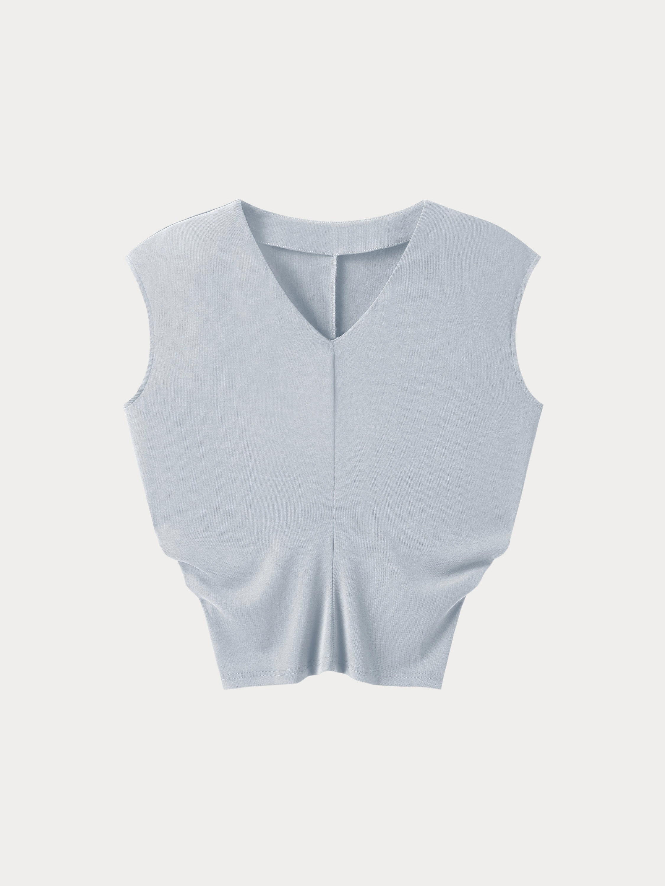 Scoop Neck Shape Sandwashed V-neck Cap Sleeve Top