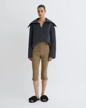 Street Ready Office Friendly Saoirse - Paper Jersey Capri Pants - Brown