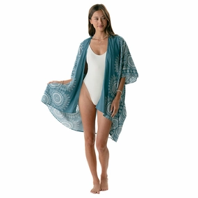 Loose Blouse DualLayer Weave Sapphire Beach Kimono