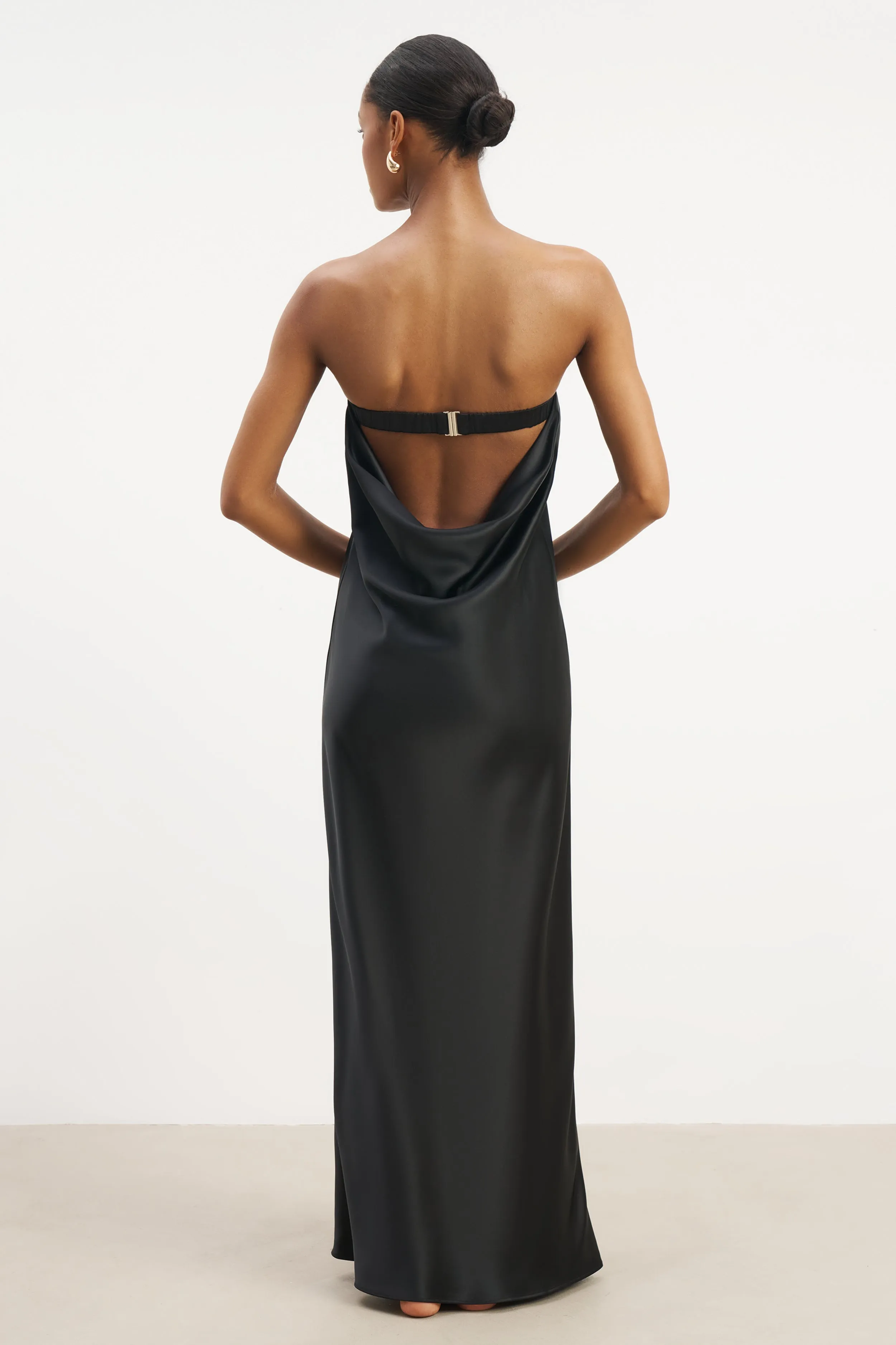 Light Outfit Satin Cowl Back Maxi Dress - Black