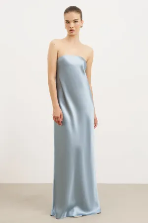 Fall Tone Radiant Mood Satin Cowl Back Maxi Dress - Seafoam