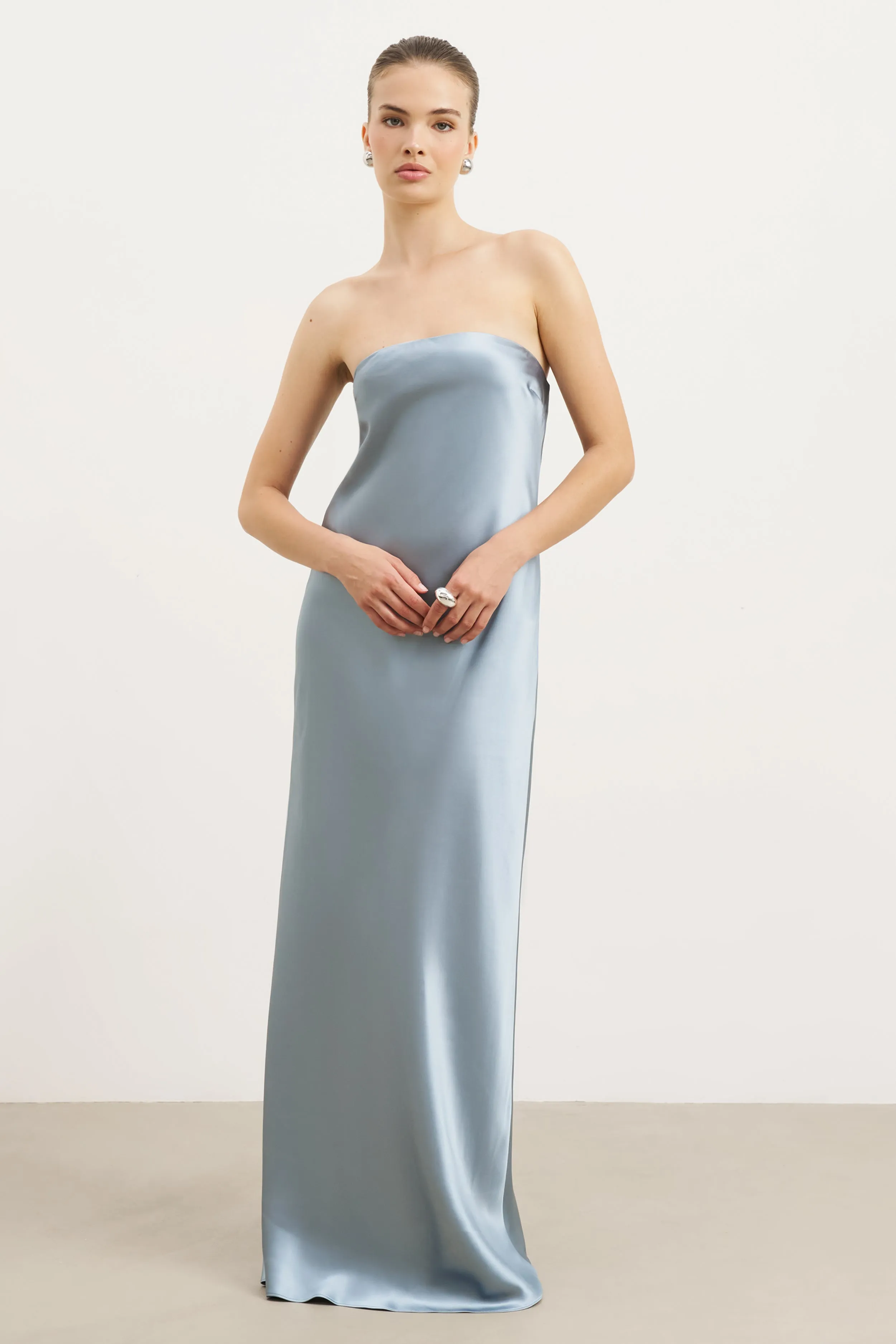 Satin Cowl Back Maxi Dress - Seafoam Perfect Layer