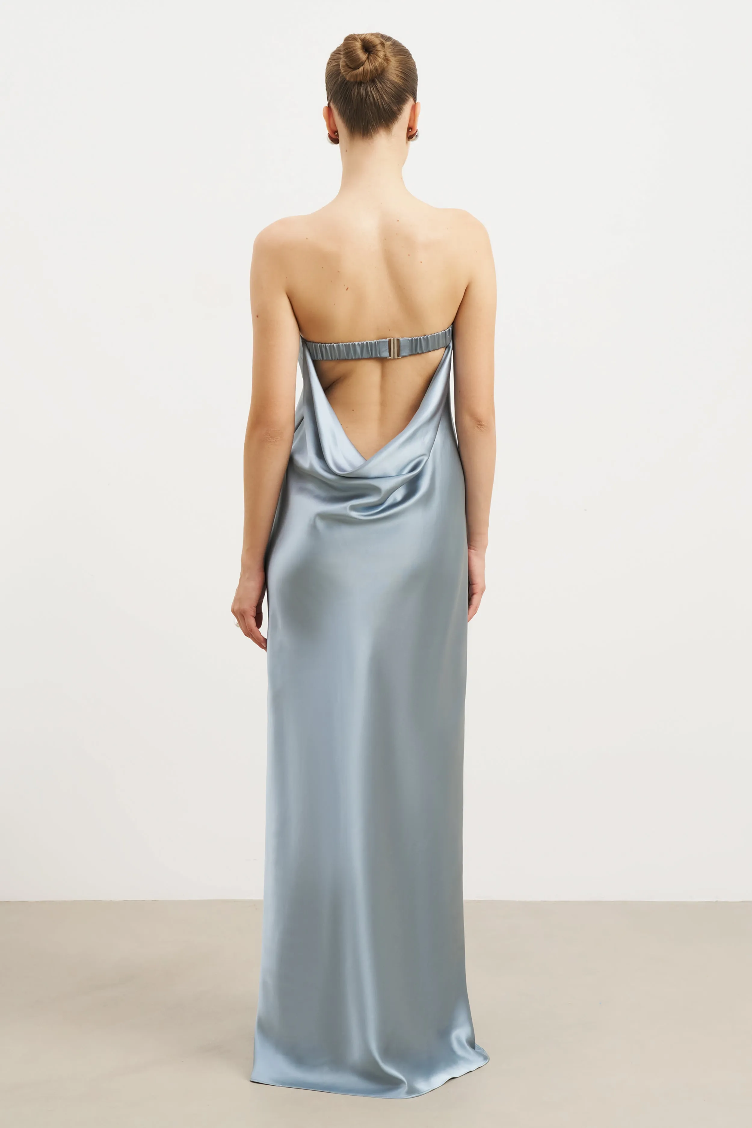 Satin Cowl Back Maxi Dress - Seafoam Chilly Day Layers Smart touch