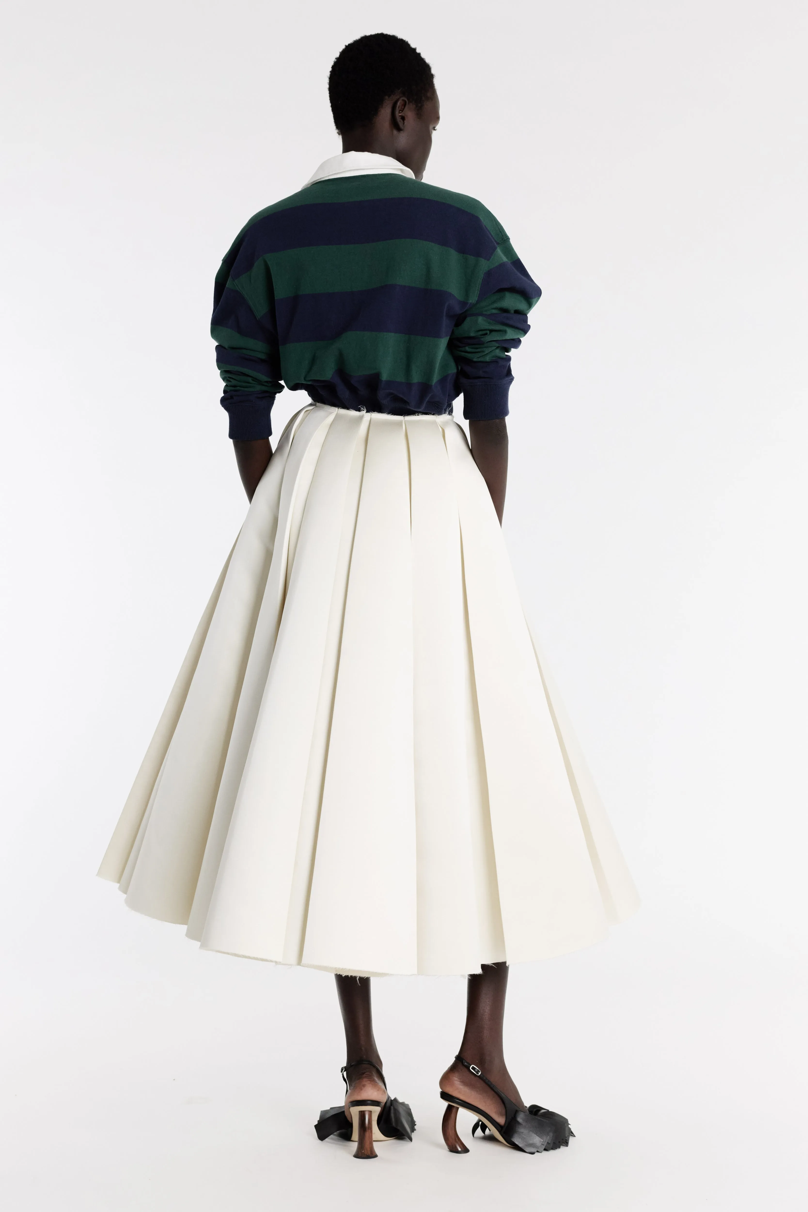 flowy silhouette Limited Edition Satin Panelled Skirt Ivory