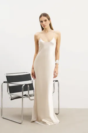 Lounge Comfort Satin Scoop Neck Camisole Maxi Dress - Champagne