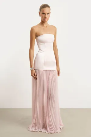Feminine full-length gown Day Romance Satin Structured Bodice Gown - Blush