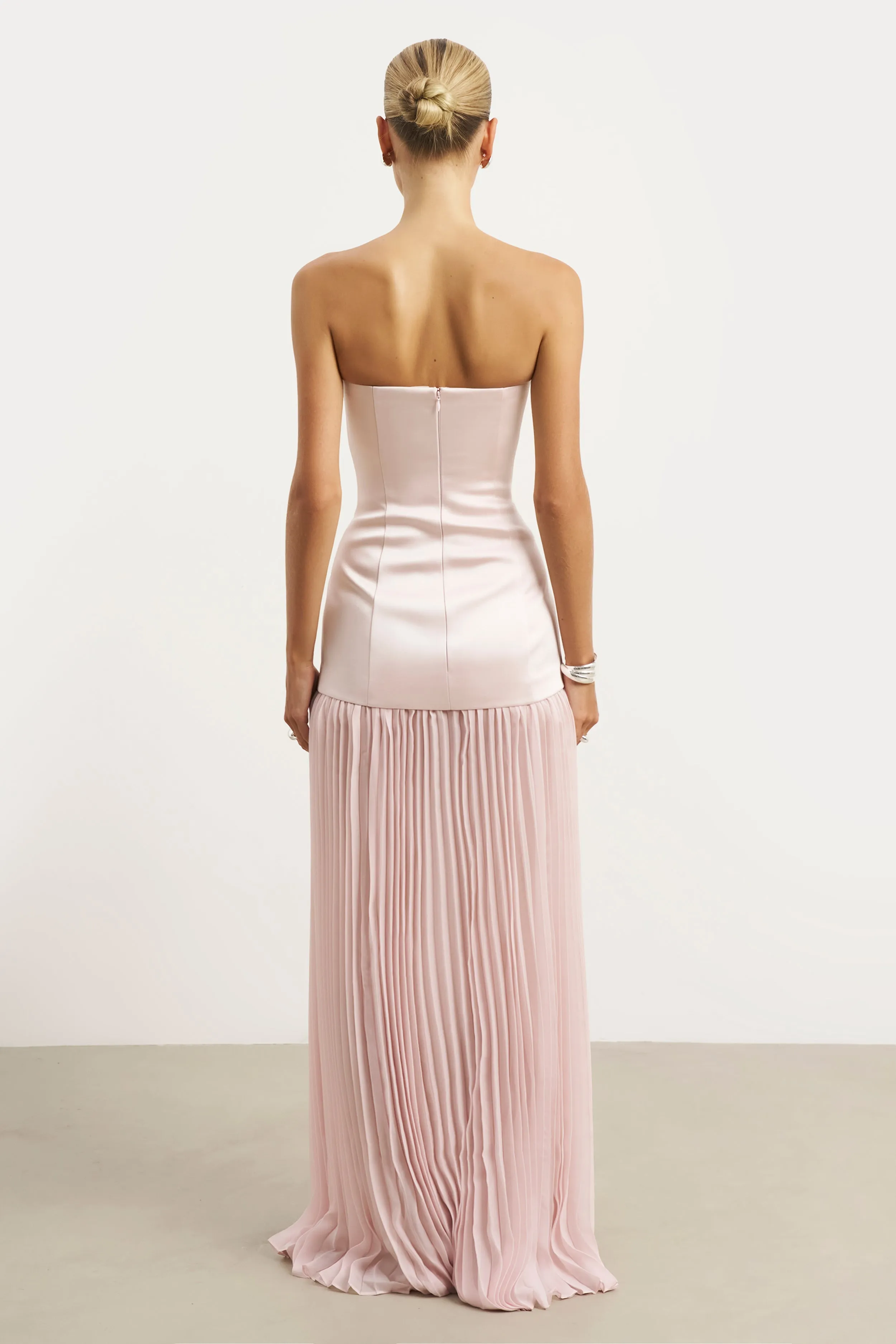 Satin Structured Bodice Gown - Blush Peace View Subtle Flex