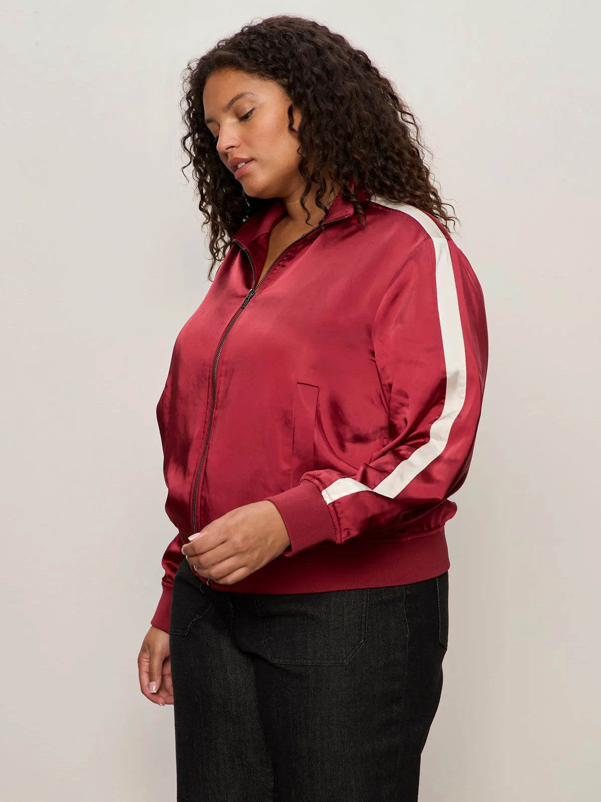 Vanity Satin Track Jacket Crimson Extended Sizing