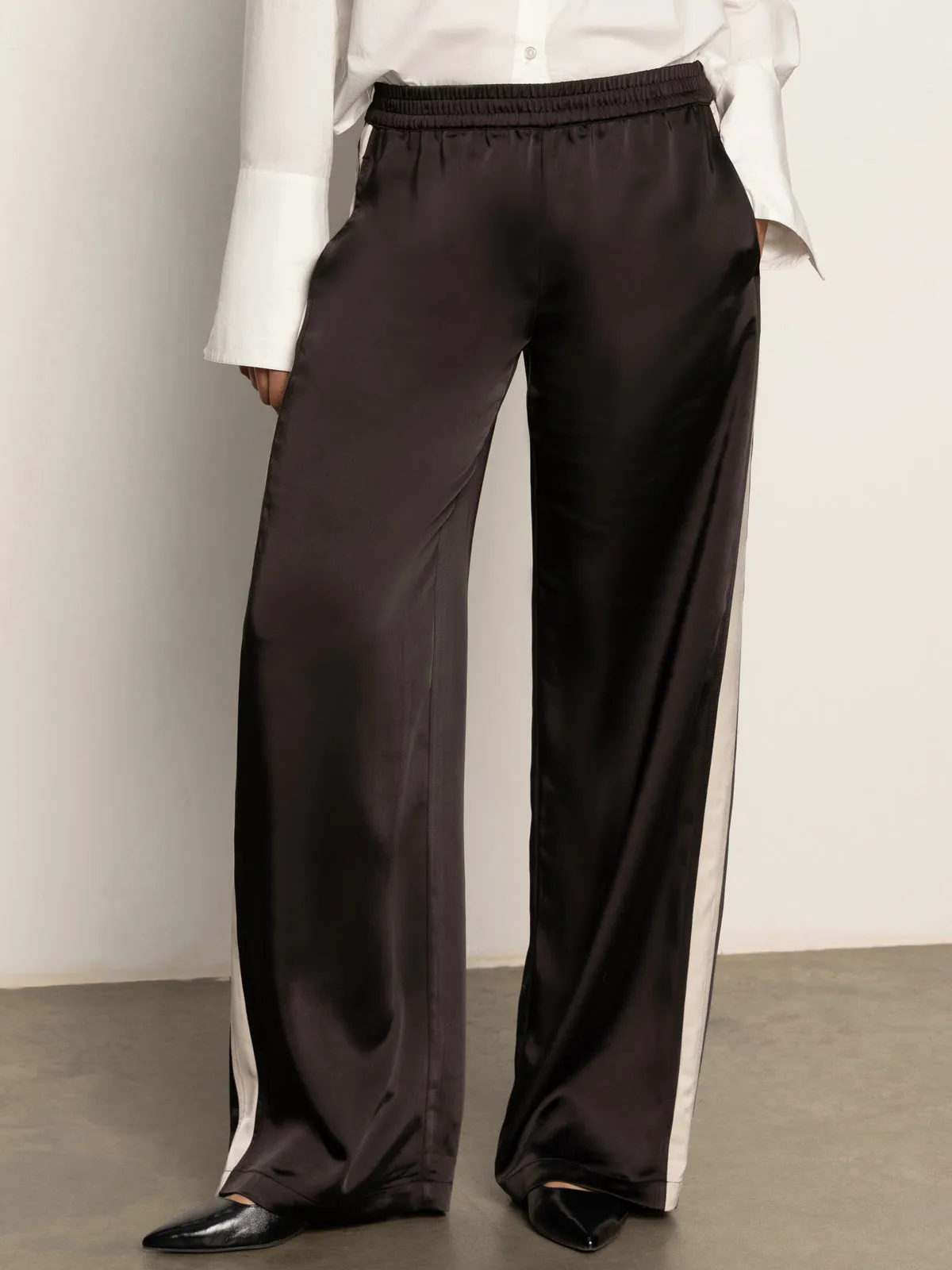 Contrast Trim Movement Ready Satin Track Pant Black