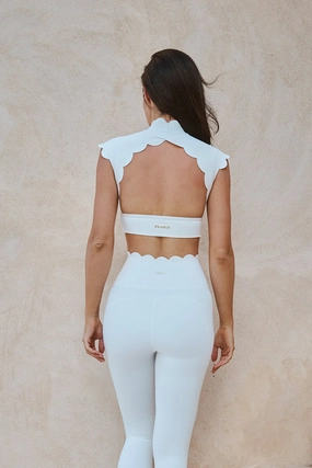 Breathable Inner Lining Scallop Cutout Mock Neck Bra