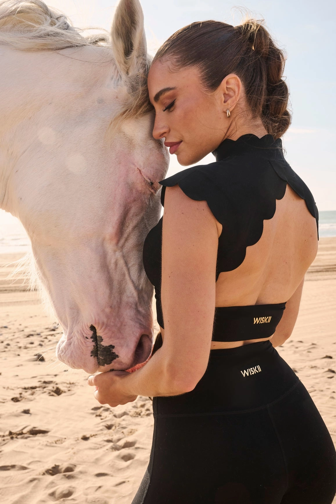Scallop Cutout Mock Neck Bra Racerback Design Secure Hold