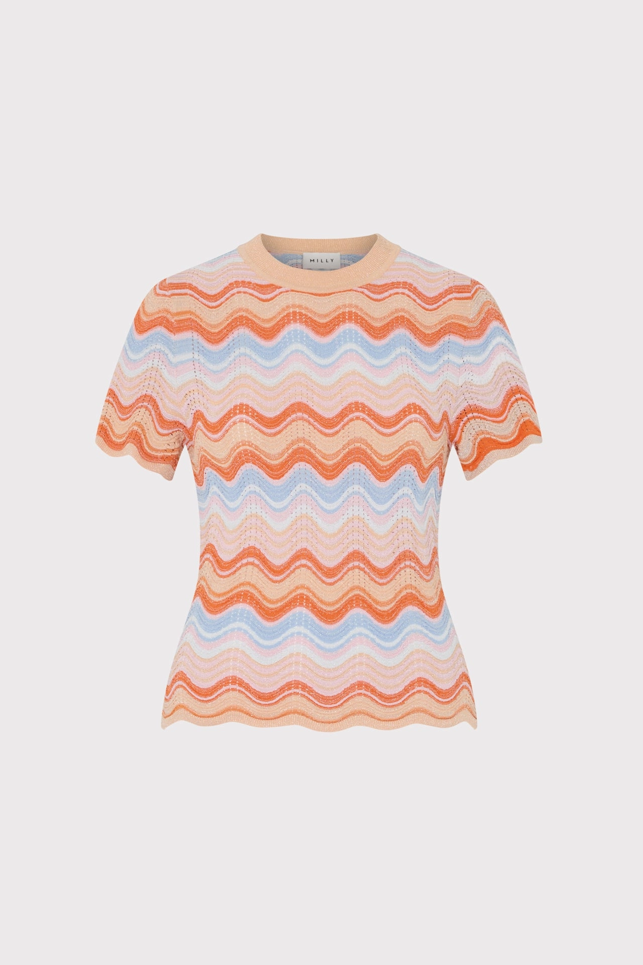 Chic Warmth Scallop Wave Short Sleeve Top