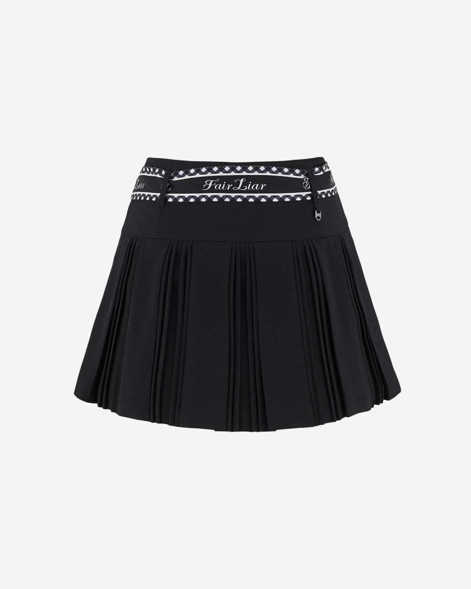 Weekend Fashion Aesthetic Look Scarf Set Pleated Skirt - Black