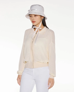Hidden Pocket System Reflective Safety Details Scassi collar zip-up cardigan - Ivory