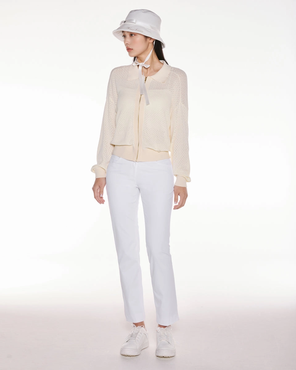 Simple Modern Piece Scassi collar zip-up cardigan - Ivory