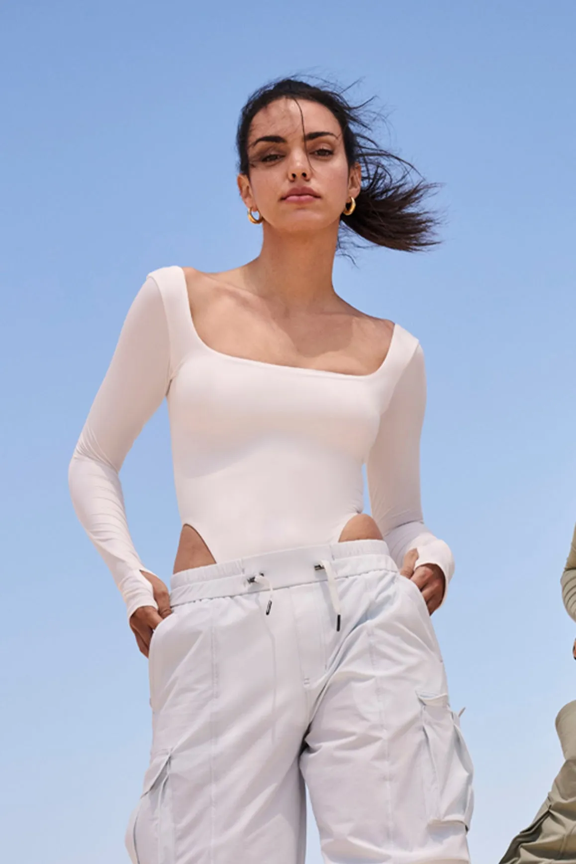Scoop Neck Long Sleeve Bodysuit Breathable Material Street Comfort