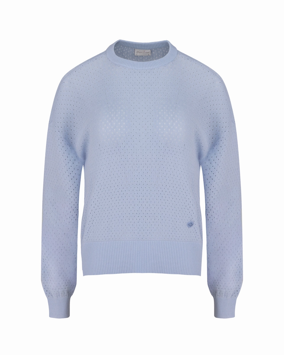 ContrastTipping scotch round knit - Blue
