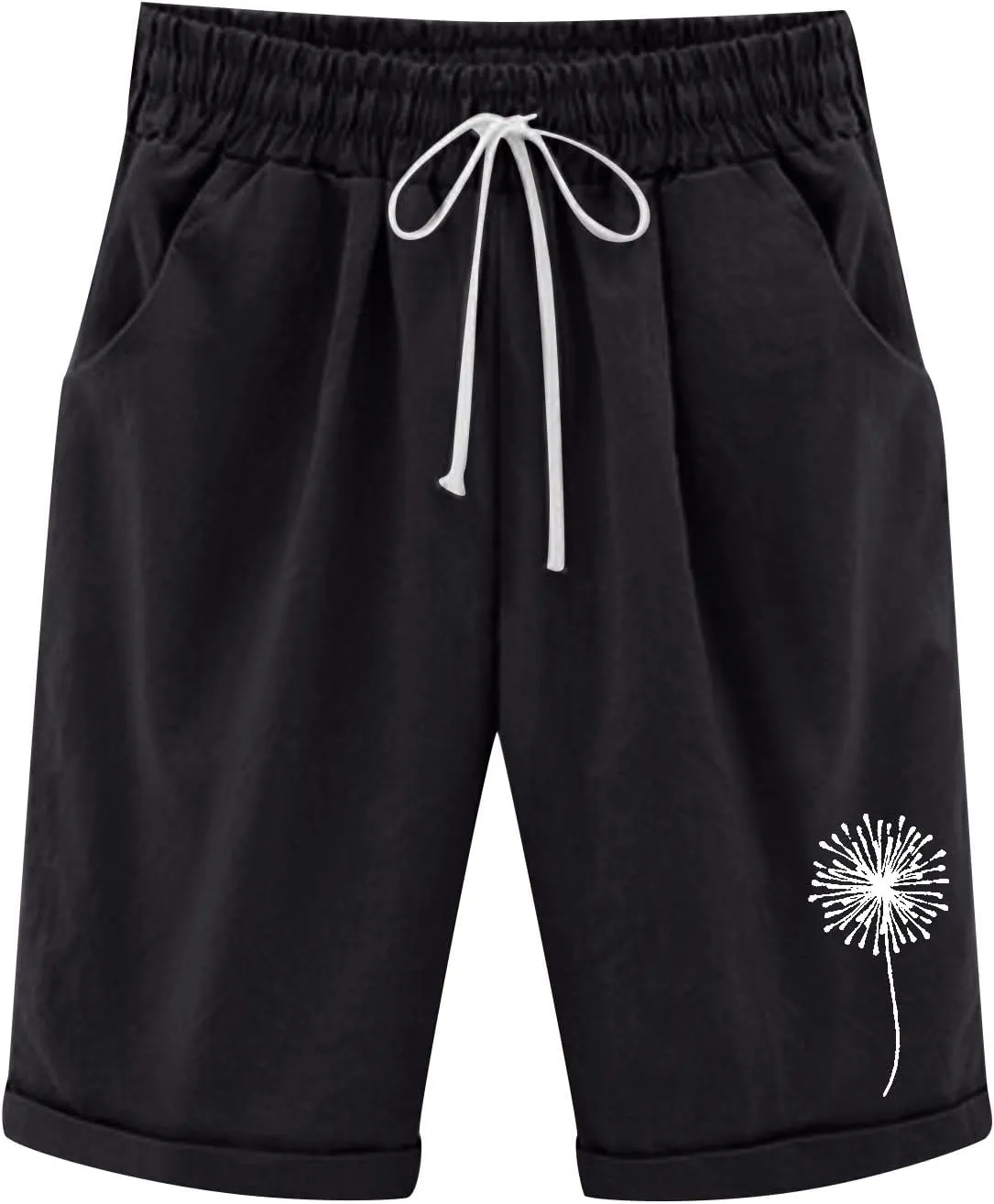 sdbrld Bermuda Shorts for Women Casual Summer,Womens Bermuda Shorts Plus SizeFashion Long Shorts Loose Elastic Waist Shorts