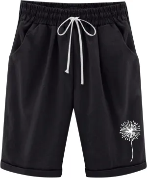 sdbrld Bermuda Shorts for Women Casual Summer,Womens Bermuda Shorts Plus SizeFashion Long Shorts Loose Elastic Waist Shorts