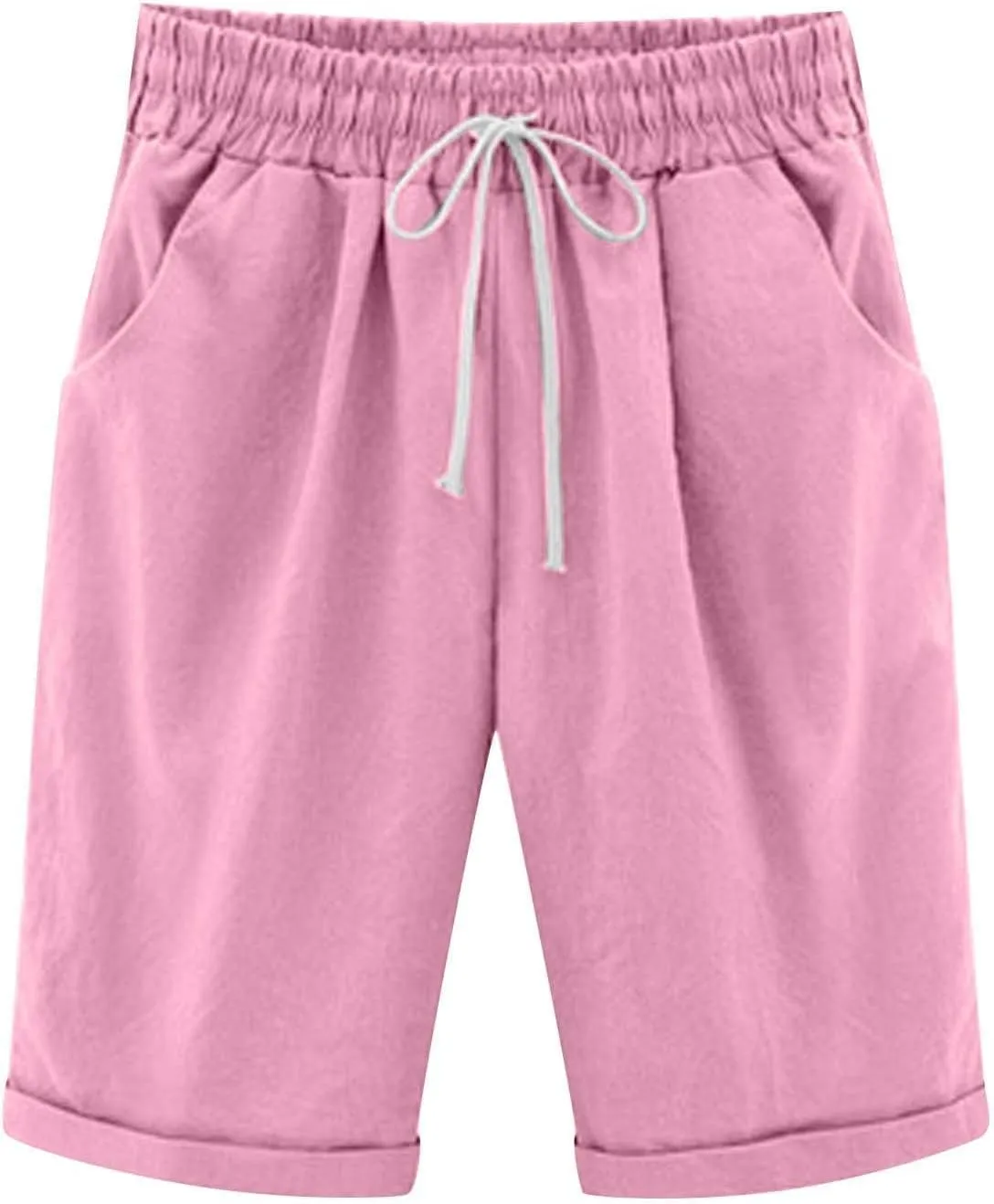 sdbrld Bermuda Shorts for Women Casual Summer,Womens Bermuda Shorts Plus SizeFashion Long Shorts Loose Elastic Waist Shorts