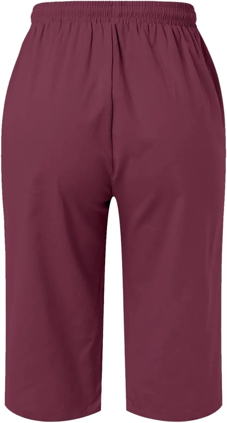 sdbrld Bermuda Shorts for Women Casual Summer,Womens Bermuda Shorts Plus SizeFashion Long Shorts Loose Elastic Waist Shorts