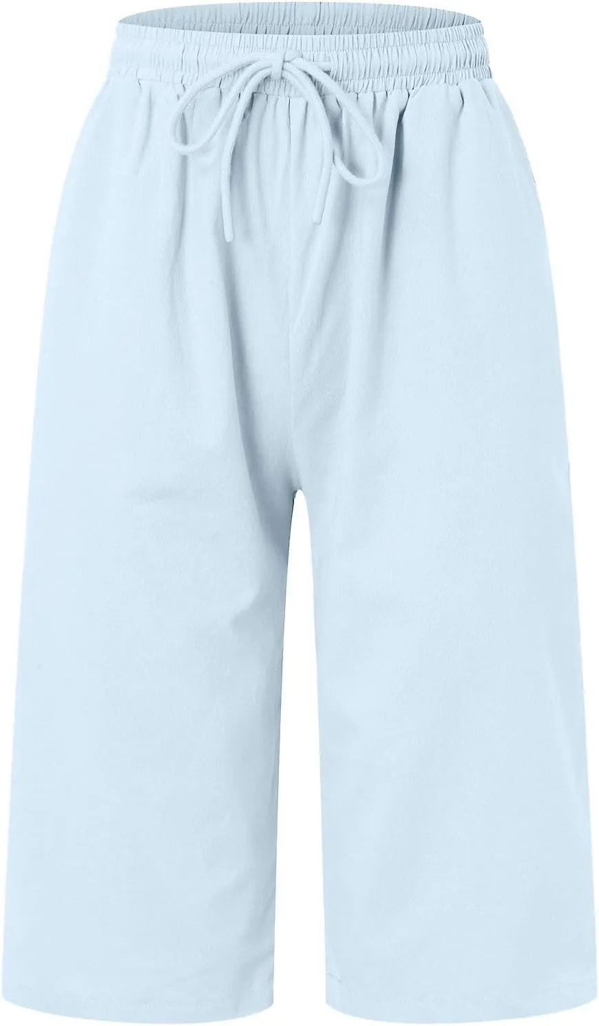 sdbrld Linen Shorts for Women High Waisted Plus Size Knee-Length Bermuda Shorts 2024 Drawstring Casual Summer Shorts w/Pocket