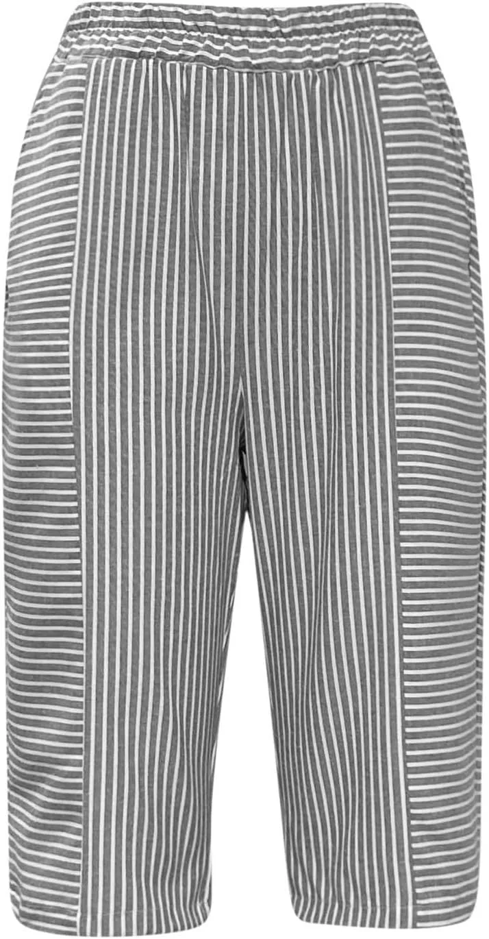 sdbrld Linen Shorts for Women,Womens Bermuda Shorts Knee Length Summer Casual Shorts Drawstring Cotton Linen Shorts w/Pockets
