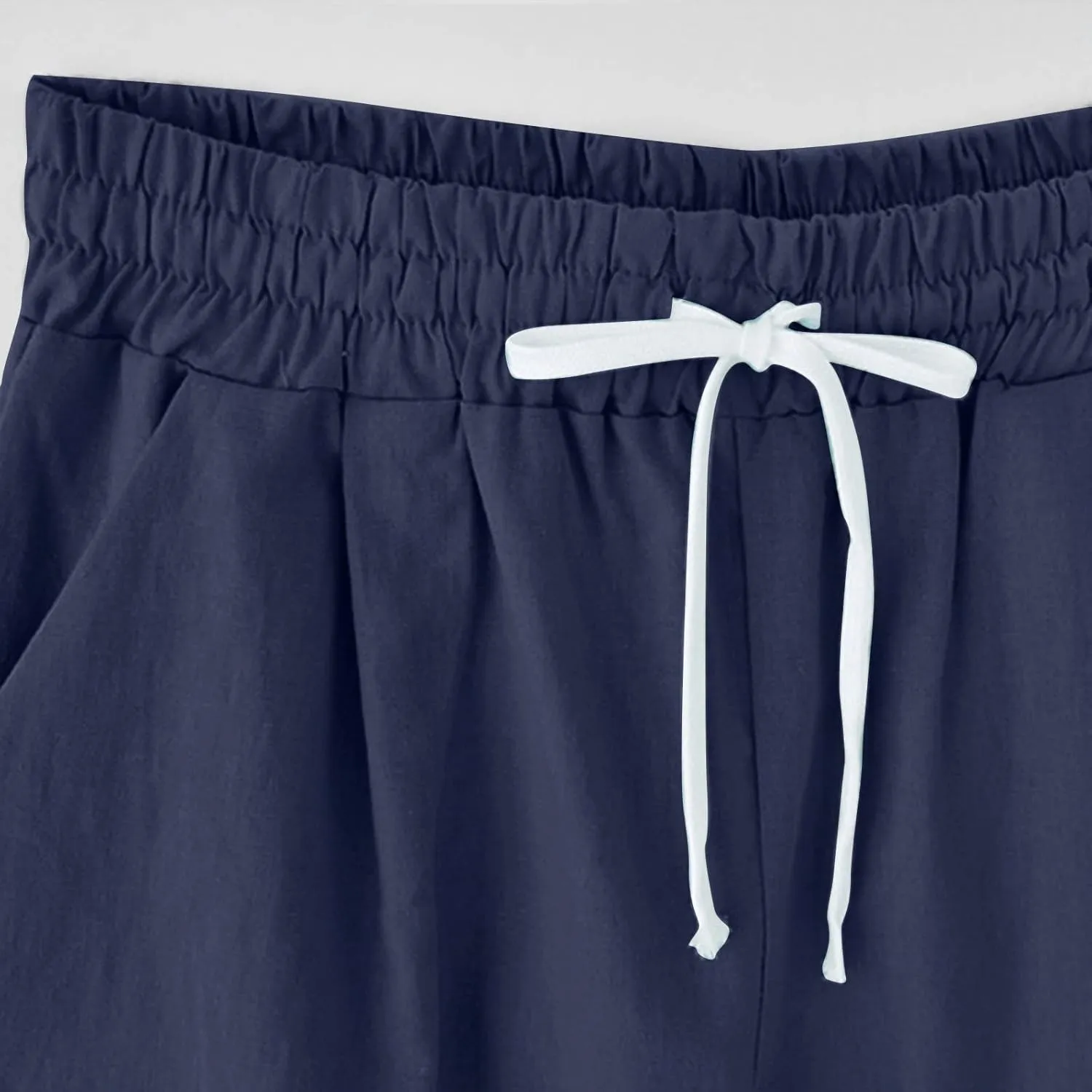 sdbrld Shorts for Women Trendy Knee-Length Bermuda Shorts Summer Dandelion Beach Walking Long Shorts Elastic Waist Drawstring