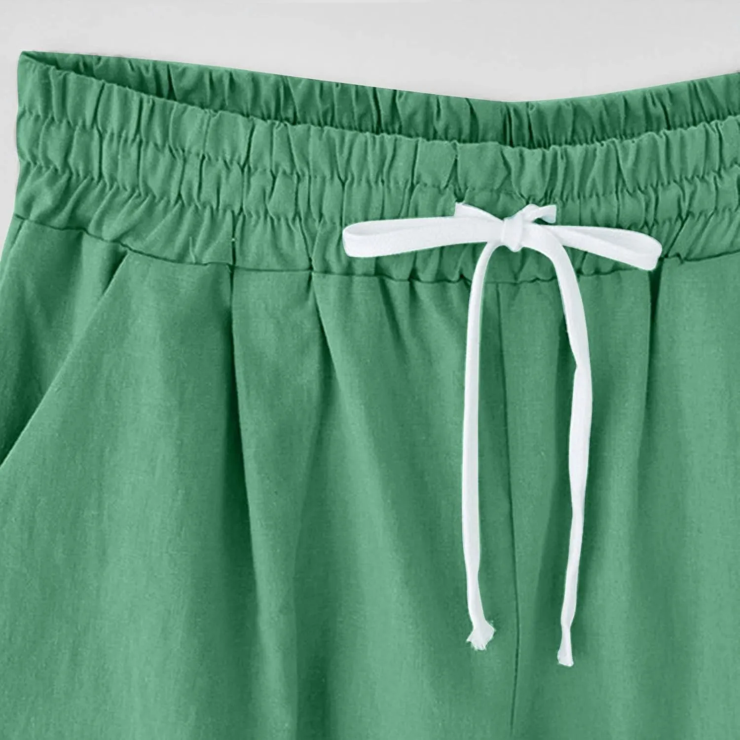 sdbrld Shorts for Women Trendy Knee-Length Bermuda Shorts Summer Dandelion Beach Walking Long Shorts Elastic Waist Drawstring