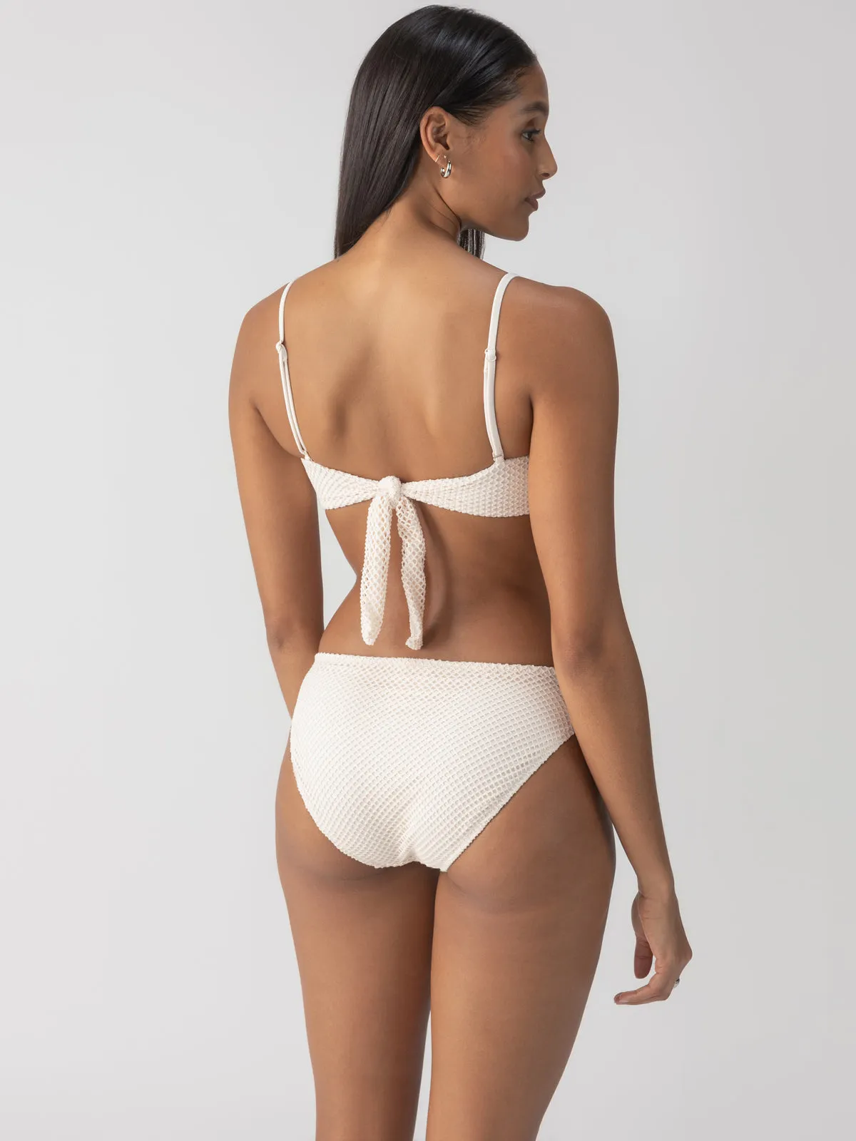 Zero Waste Production Label Sea Crochet Hipster Bikini Bottom White Sand