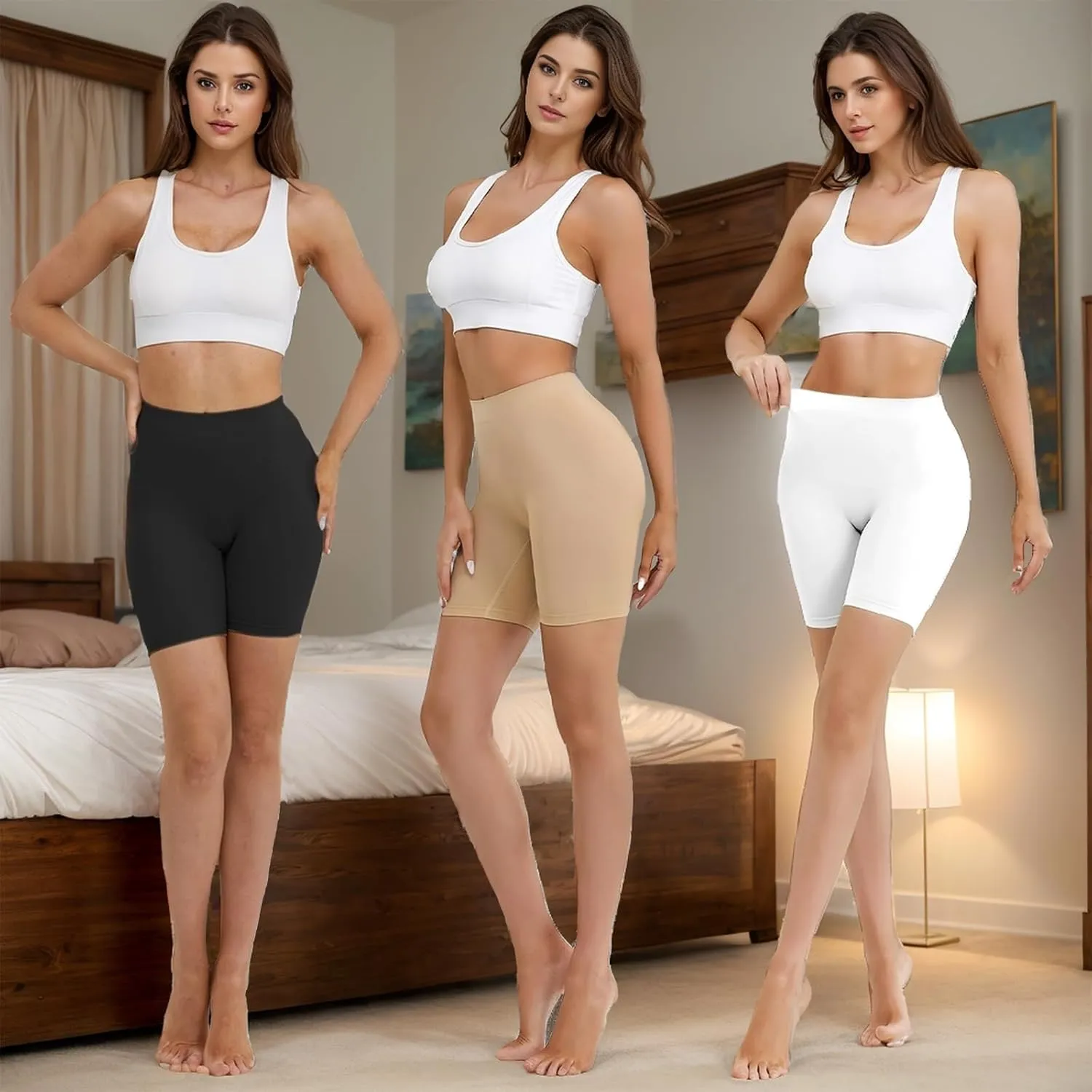 Seamless Slip Shorts for Women Under Dress Tummy Control Shapewear Shorts Anti Chafing High Waisted Underwear Boyshorts