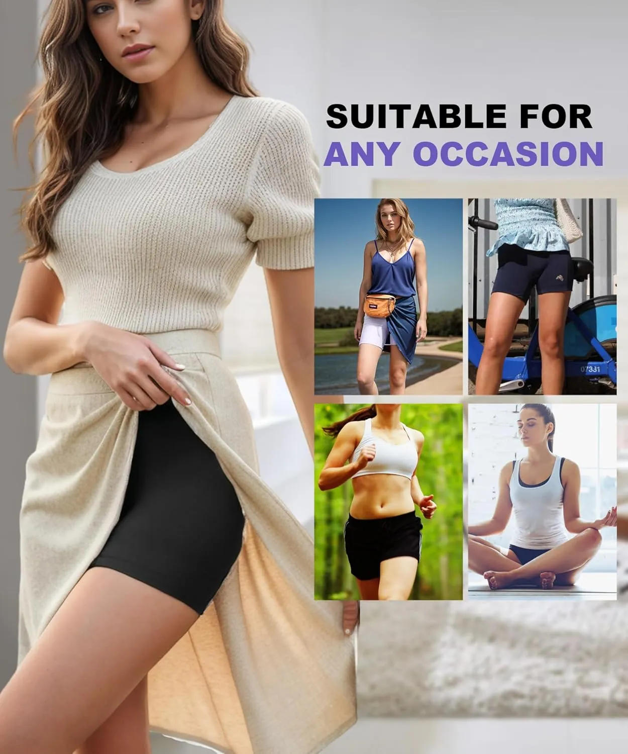 Seamless Slip Shorts for Women Under Dress Tummy Control Shapewear Shorts Anti Chafing High Waisted Underwear Boyshorts