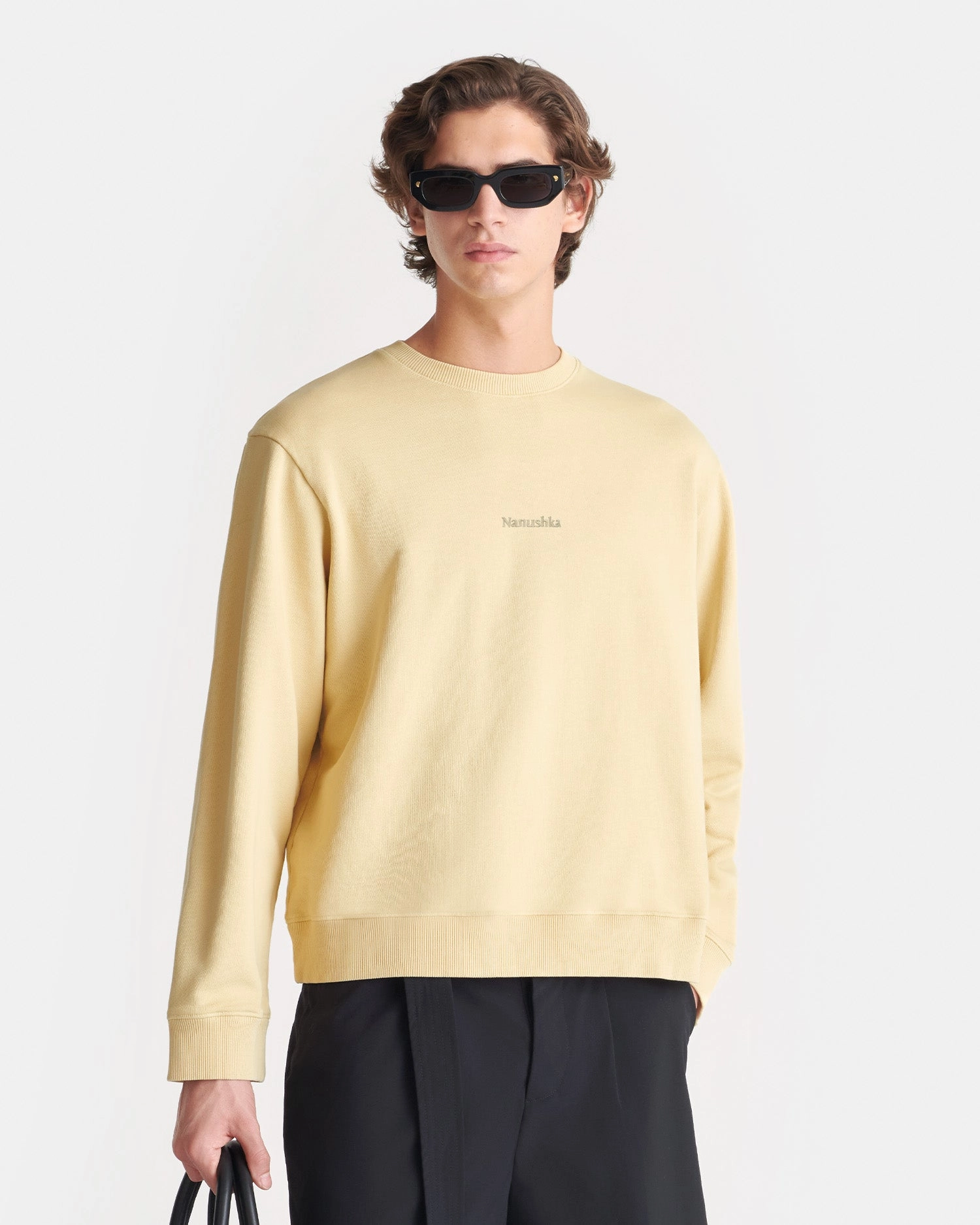 Remy - Printed Cotton-Fleece Sweatshirt - Creme/Black/Gingerbread Heart Versatile Shirt MultiPanelConstruction