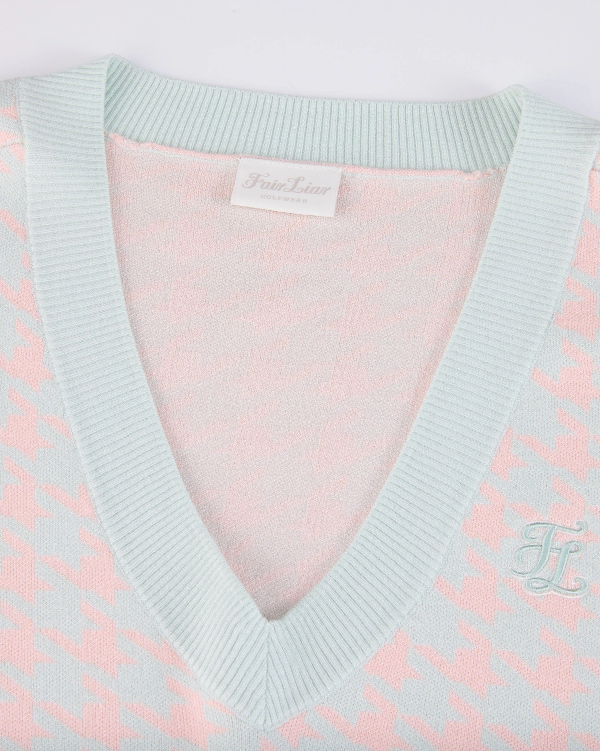 AntiPilling Finish Smooth Finish Houndstooth Checkered Knit Vest - Mint