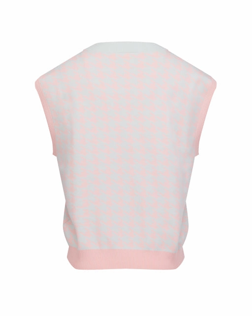 Noise Reduced Fabrics Layered Ventilation Panels Houndstooth Checkered Knit Vest - Mint