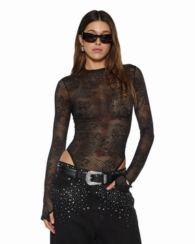 Classic Polo ADELE LS BODYSUIT BLACK LACE