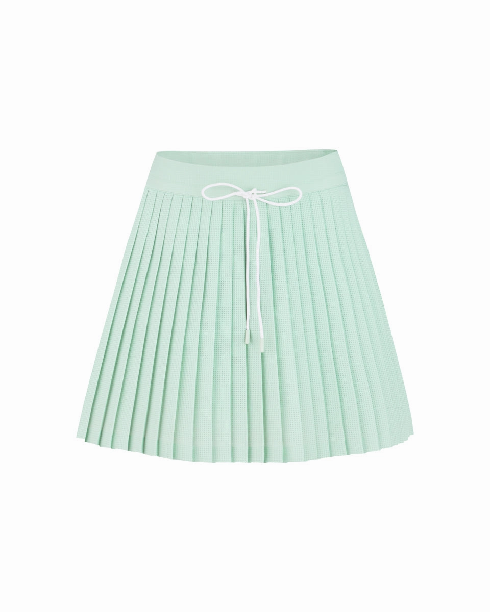 HighRiseWaistband Magic Rib String Pleated Skirt - Mint