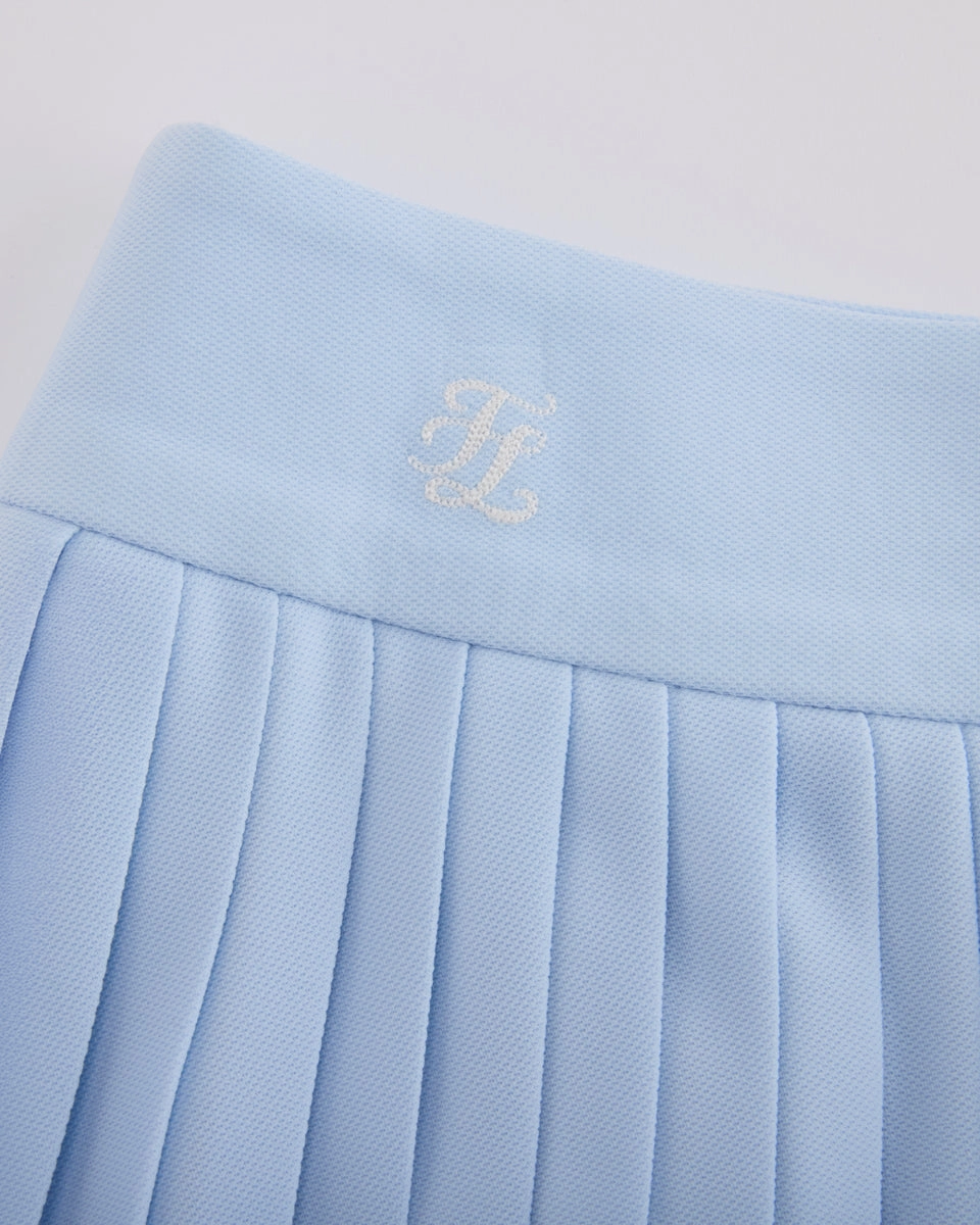 Bohemian vibe Pique pleated skirt - Light Blue