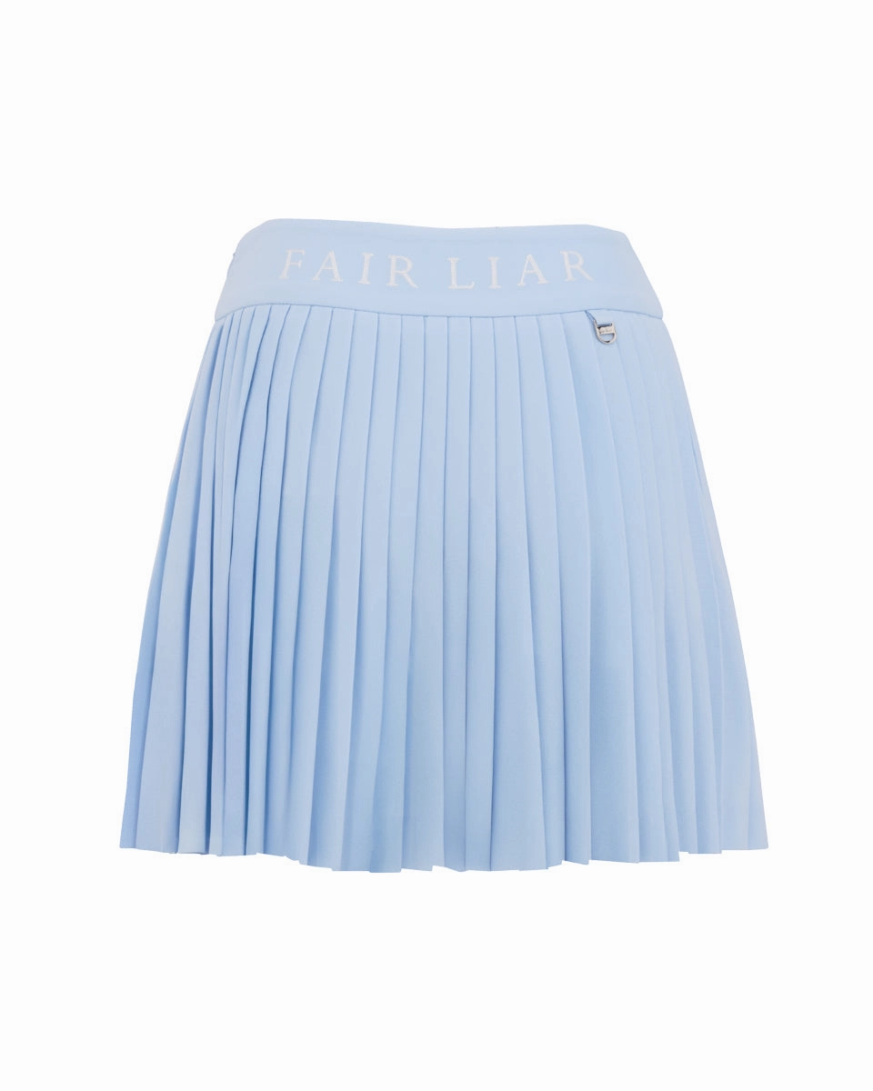 Pique pleated skirt - Light Blue Double Layered Design Casual Comfort