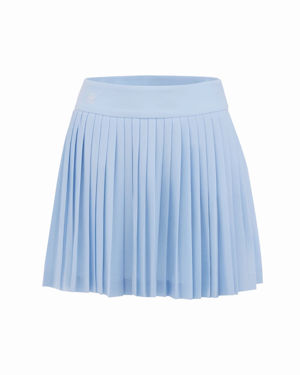 Draped Silhouette Bold Finish Pique pleated skirt - Light Blue
